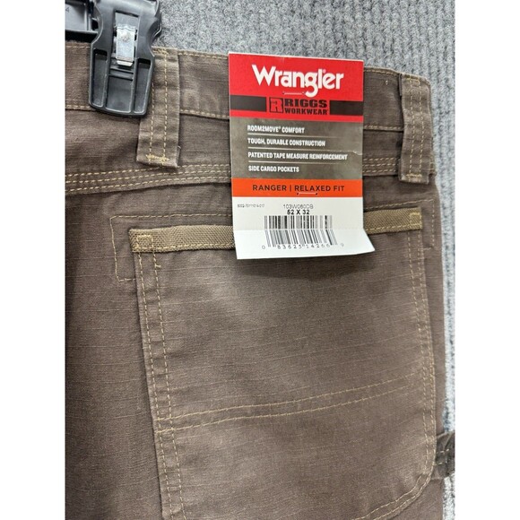 Wrangler Riggs Workwear Pants 52x32 Brown Ranger Relaxed Fit Ripstop Cargo New - Picture 4 of 6